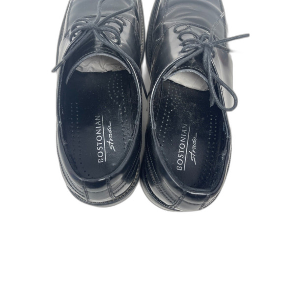 Bostonian Black Lace Up Leather Shoes Square Toe Made in Italy 4822.1 Mens 10.5M - Picture 7 of 10